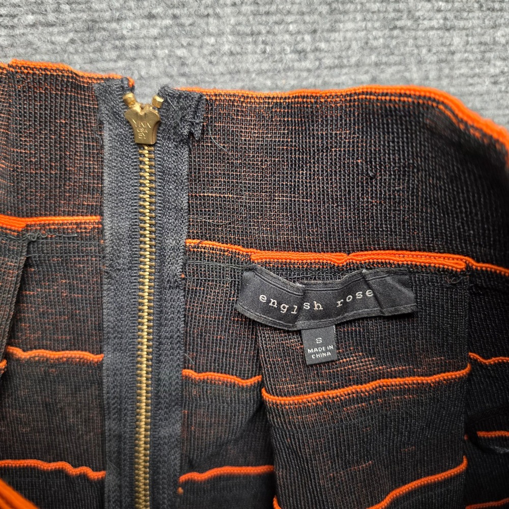 English Rose Orange Black Jacquard Knit Mini Skirt Small Fit Flare 7056K3F - Picture 4 of 6
